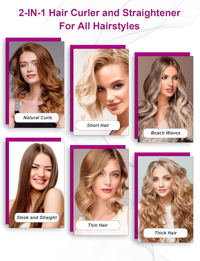 مكواة فرد الشعر وتجعيده 2 في 1